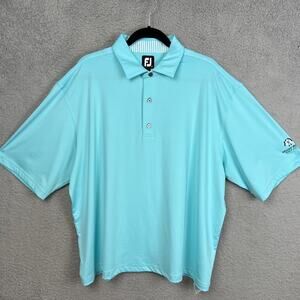 Footjoy Mens's Golf Polo Shirt Turquoise Blue Big & Tall Size 2X Performance